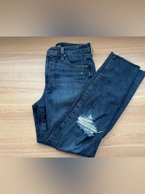 Kut From The Kloth Fab Ab Ankle Straight Leg Size 2 Distressed Raw Hem High Rise